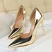 Women's Pumps Fashion Sexy Nightclub Pointed Toe Stiletto Hollow Single Shoes Metal Surface Shallow Mouth OL Simple High_vogvips.com