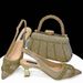 Shoe Bag Set Combination Fish Mouth Sandals Wedding Shoes + Hand Grab Bag Silk Leather Mosaic_vogvips.com