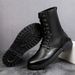European Warm Series Martin High Top Shoes Autumn Winter Korean Motorcycle Long British Style Fleece Lined Height Increasing Military Boots_vogvips.com