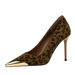 Women's Shoes Leopard Print High Heels Fine Heel Suede Light Mouth Metal Pointed Single Shoes Super High Heel_vogvips.com