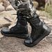 Sand-colored High-top Combat Boots, Spring And Autumn Combat Boots, Canvas Breathable High-top Combat Boots_vogvips.com