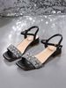 Large Size Thick Heel Fish Mouth For Women In The Summer Of 2025, New High-heeled Fashionable Rhinestone Straight Strap_vogvips.com