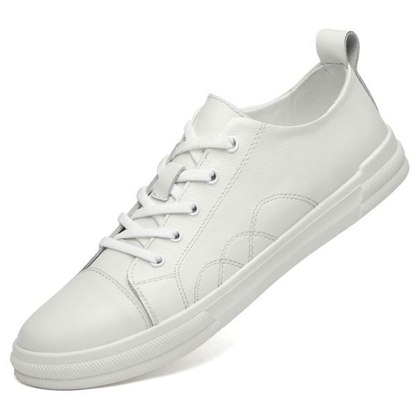 Men's Round Head Leather Men's Board Shoes Front Lace-up Low-heeled Board Shoes Casual Men's Shoes Single Shoes_vogvips.com