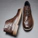 European Warm Series Men's Leather With Hand-Scrapped Texture, Business Casual High-Top Martin Fashion Cowhide Ankle Boots, Trendy Boots_vogvips.com
