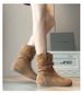 Cowhide Version~ Internal Height Increase For Women Western Autumn Winter Slip-On Round Toe Slouch Slimming Short Boots_vogvips.com