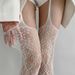 Lolita Sweet Girls Punk Style Floral Colorful Thigh High Stockings Sheer Fishnet Suspender Tights Garter Belt Pantyhose_vogvips.com