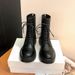 Women's Chunky Heel Round Toe Ankle Boots - Genuine Leather Lace-Up Combat Boots With Cushioned Insole, Slip-Resistant Sole For Winter Fall Spring_vogvips.com