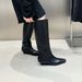 Inner Height Increase Pointed Toe Brown Melad Mid-Calf Riding Women's Shoes 2025 New Autumn Winter Long Boots_vogvips.com