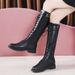 Women's 2021 New Autumn Winter Slimming High Tube Thick Sole Long White Over-the-Knee Petite Riding Boots Shoes_vogvips.com