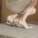 2025 New White Chain Style Professional High Heels Wo, Thin Heel Elegant Soft Leather French Pointed Toe Pumps For_vogvips.com