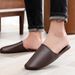 Men’s Shoes Spring And Autumn Seasons Home First Layer Lambskin Slippers For Women Home Indoor Wooden Floor Baotou Home Leather Slippers_vogvips.com