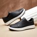 Leather Casual Men's Shoes With Round Toe, One Foot Fit, Sports Board British Business Breathable Driving Le Fu Shoes,_vogvips.com