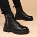 Genuine Leather Martin Boots Men's High-top Heightening Korean Version Leather Boots Trendy Men's Tooling Locomotive Boots_vogvips.com