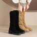 2025 Autumn Winter New Thick-Soled Long For Women, Ruched Slouch Boots, Chunky High Heels, Over-the-Knee Riding Boots_vogvips.com
