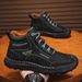Men's Lace Up Casual Leather Shoes, Handmade Stitching, Outdoor Anti Slip And Wear-resistant Low Cut Hiking Workwear Boots_vogvips.com
