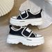 Mesh For Women With Mesh Surface, One Foot On Summer New Thick Soled Sports Versatile Black Breathable White Dad_vogvips.com