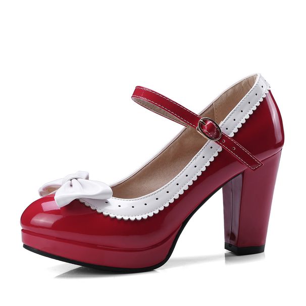 2021 New Cross-Border Style 4445464748 Chunky Heel Women's Plus Size Color Block Foreign Trade Single Shoes_vogvips.com