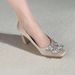 Women’s Shoes High Heels Elegant Thick Heels Square Diamond Single Shoes Women Spring Women's Shoes Light Luxury High End Wedding Shoes_vogvips.com