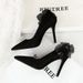 3391-H63L Flower Glitter High Heels, Shallow Mouth Pointed Sexy Women's Shoes, Suede Thin Heel Sole Sole, Single Shoe_vogvips.com