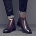 Men's Leather Pointed Single Chelsea Boots Men's High Top Leather Shoes Men's Boots Low Top_vogvips.com