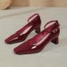 Red High Heels Chunky Heel Comfortable 2025 New Style Elegant OL Formal Work Square Toe Shallow Mouth Single Shoes_vogvips.com