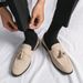 Suitable For All Seasons Suede Leather Slip-On Loafers Men's Business Casual Nightclub Hairstylist Trendy Shoes_vogvips.com