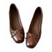 In-stock Soft Leather Shallow-cut French-style Low-heeled For Commuting, Bow-tie Mary Jane , Black Evening Women's_vogvips.com