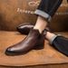 Men's Chelsea Boots High Top Leather Boots Men's Pointed Head Wind Boots One Pedal_vogvips.com