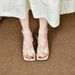 Women's Elegant Women's Strappy Heeled Sandals - Butterfly Detail Roman Shoes With Square Toe (3.5 Inch Block Heel, Summer Wedding & Party)_vogvips.com