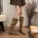 French Style Internal Height Increae Slouch For Women Slimming 2025 New Autumn High Tube Riding Over-the-Knee Long_vogvips.com