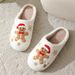 Christmas Women Slippers Cute Gingerbread Winter Warm Slides Couple Houseshoes Men Bedroom Flat Soft Sole Home Shoes For_vogvips.com