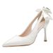 French-style White High-heeled For Women, Stiletto Satin Wedding Shoes, 2026 New Model, Hollow-out Small Size Pointed_vogvips.com