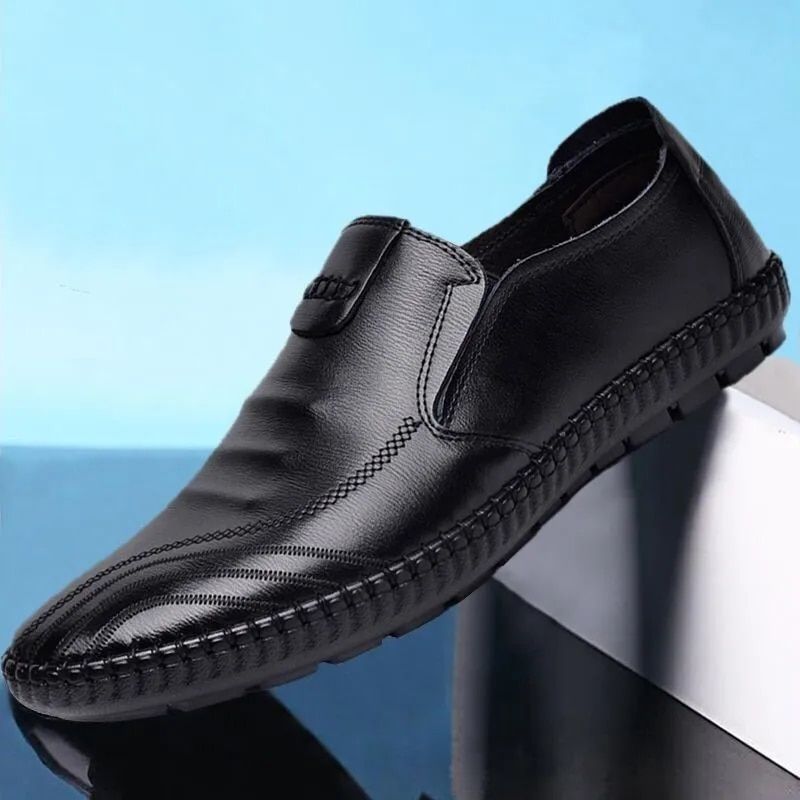 Men's Leather Casual Comfort Slip-on Loafer Soft Penny Loafers Lightweight Driving Flat Shoes_vogvips.com