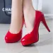 Pumps Fashion Classic Patent Leather High Heels Nude Toe Platform Wedding Women Dress Shoes Plus Size_vogvips.com