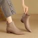 2025 New Autumn Winter Bare Pointed Toe Low Chunky Heel Single Soft Leather French Style Fleece-Lined Short Cotton Boots_vogvips.com