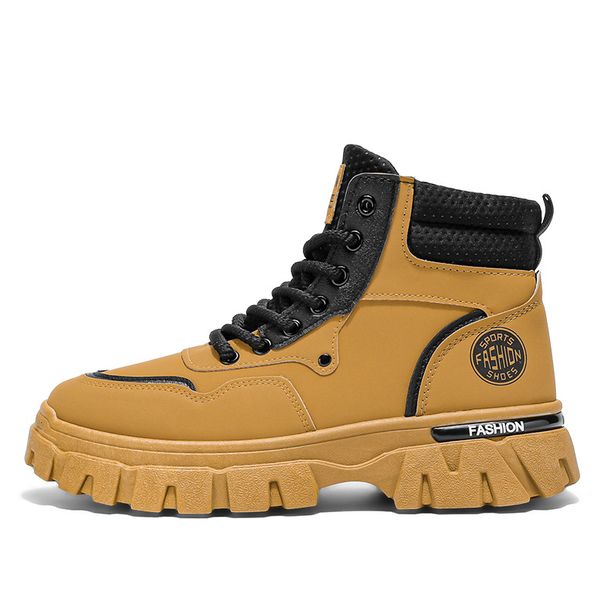 European Warm Series Winter High-top Martin Boots With Fleece Lining, Warm New Work Shoes, Trendy Men's Short Boots, Snow Cotton Shoes_vogvips.com