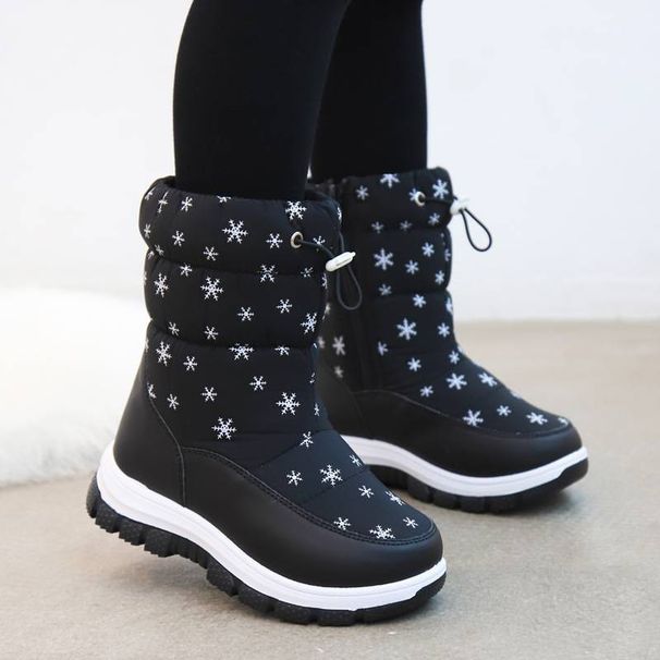 New Winter Snow Boots For Children, Mid-calf Thick-soled Warm Cotton Shoes And Fleece Long Boots_vogvips.com