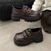 French High-heeled Brown Small Leather Shoes For Women's 2025 Autumn And Winter New Petite Height-increasing Thick-soled Versatile Loafers_vogvips.com
