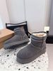 2025 Genuine Leather Anti-slip Thick-soled New Style Ethnic Snow And Wind Floor Boots, Versatile Lace Mid-calf Cotton Shoes With Electric Embroidery_vogvips.com