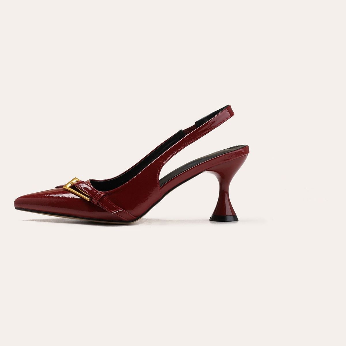 Style Wine Red Lady Pointed Stiletto Heels Patent Leather All Fashion Simple Backstrap Sandals_vogvips.com