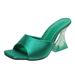 Square Toe High Heels Fashion Slippers For Women With Crystal Heels, Elegant Cloth Surface, Fish Mouth, And Cool_vogvips.com