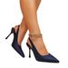 Women's Trendy High Heeled Mules Dark Blue Stiletto Pointed Toe Shoes With Back Straps Available_vogvips.com