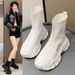 Socks Thin 2025 Soft Elastic High Top Shoes Women Knitted Slip-on Thick Bottom Summer Martin Boots_vogvips.com