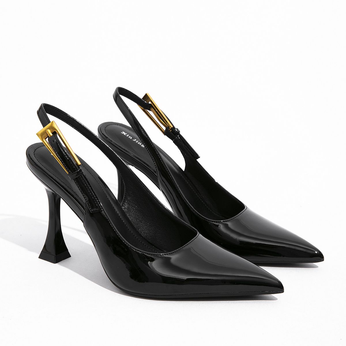 Pointy High Heels Women's New Red Patent Leather One Line With Bun Head Sandals_vogvips.com