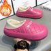 Waterproof Cotton Slippers For Women For Winter Outdoor Wear Indoor Home Thick Soled Plush Warm Heeled Cotton Shoes For Men_vogvips.com
