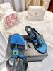 Retro Flower Rhinestone Thong Heeled Sandals Blue_vogvips.com