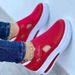 Plus Size Women's Sports Shoes Velcro Breathable Thick Soled Platform Casual Mesh Hollow Low Top_vogvips.com