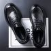Middle aged casual round toe lace up black business commuting leather shoes, men's_vogvips.com