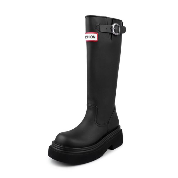 Outdoor Red Rain For Women 2025 New Autumn Winter Versatile Round Toe Thick Sole High Tube Riding Over-the-Knee Long_vogvips.com