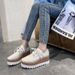 Large Size Women's Shoes 2025 Spring And Autumn New Round Toe Lace Up Sponge Cake Thick Sole Single Shoe For Women_vogvips.com